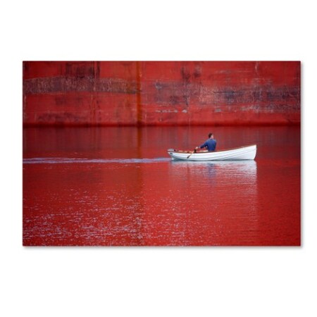 Trademark Fine Art Joe Felzman Photography 'White Boat On Red River' Canvas Art, 22x32 ALI17562-C2232GG